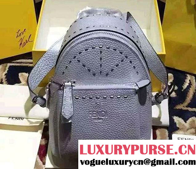 Fendi Togo Leather Mini Backpack Silver Runway 2016