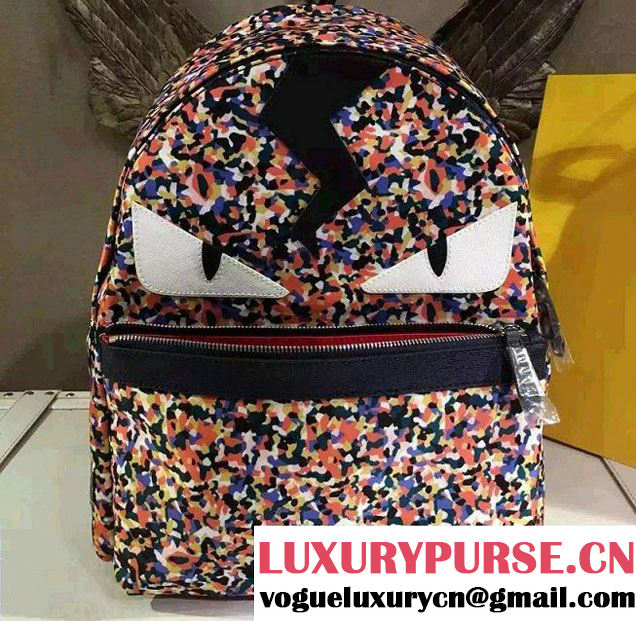 Fendi Multicolor Bag Bugs Granite Print Nylon Backpack Large Bag 2016