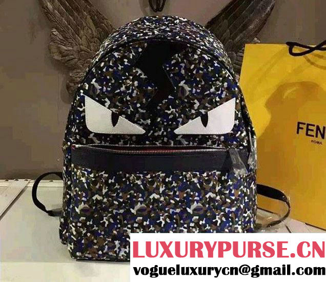 Fendi Multicolor Bag Bugs Granite Print Nylon Backpack Large Bag 2016