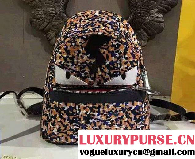 Fendi Multicolor Bag Bugs Granite Print Nylon Backpack Small Bag 2016