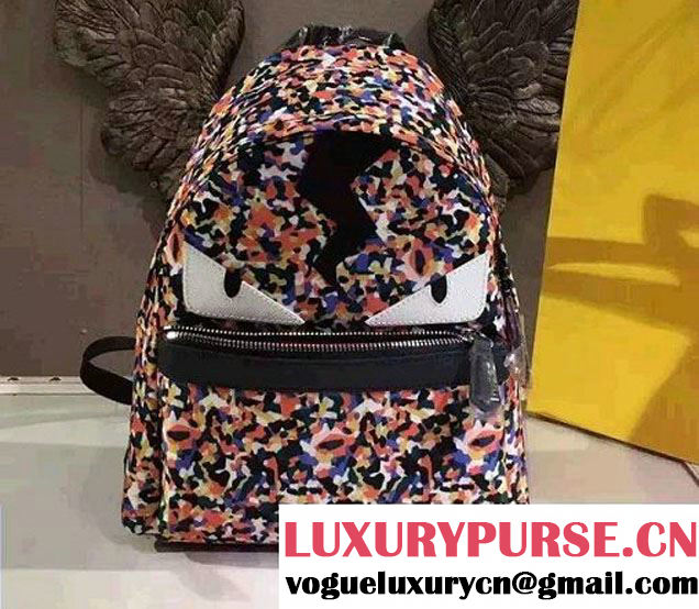 Fendi Multicolor Bag Bugs Granite Print Nylon Backpack Small Bag 2016