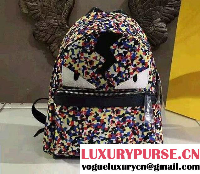 Fendi Multicolor Bag Bugs Granite Print Nylon Backpack Small Bag 2016