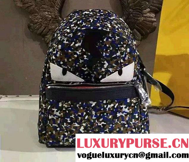 Fendi Multicolor Bag Bugs Granite Print Nylon Backpack Small Bag 2016