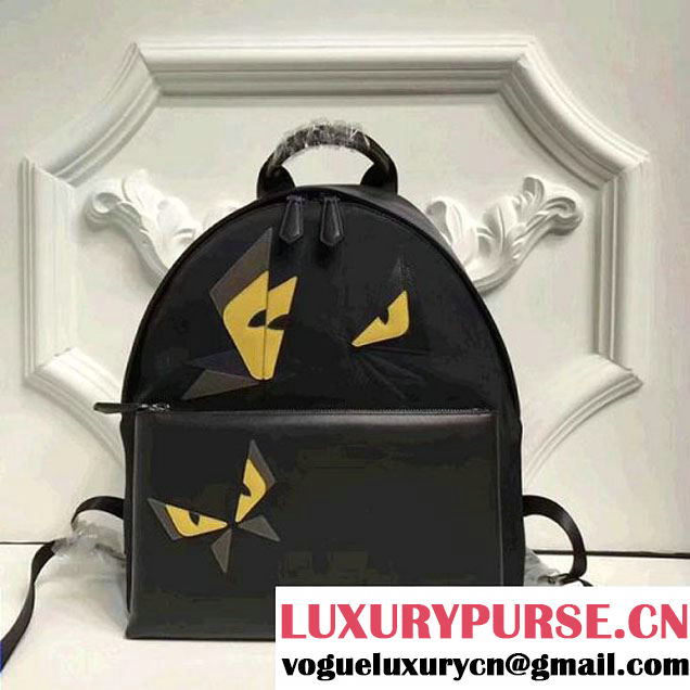 Fendi Black Leather Backpack with Butterfly Inlay (CL-8010415 )