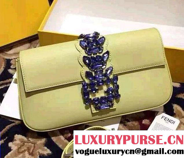 Fendi Embellished Baguette Bag Yellow 2015