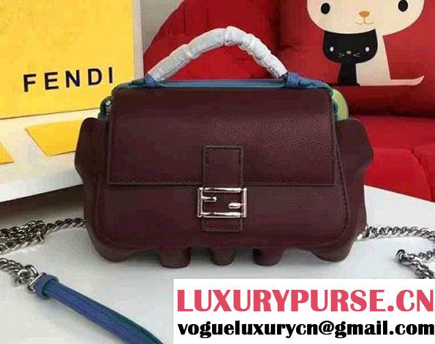 Fendi Wavy Double Micro Baguette Bag Burgundy/Blue 2016