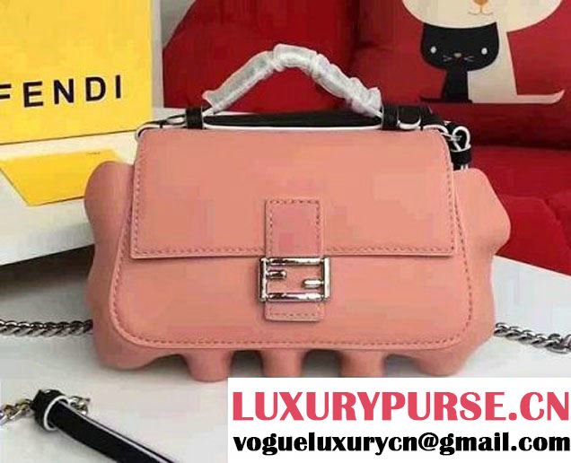 Fendi Wavy Double Micro Baguette Bag Pink/Black 2016