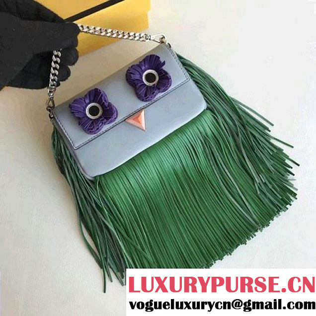 Fendi Fringed Micro Baguette Bag With Decorated Eyes Green/Blue F/W 2017 (CL-7010307 )