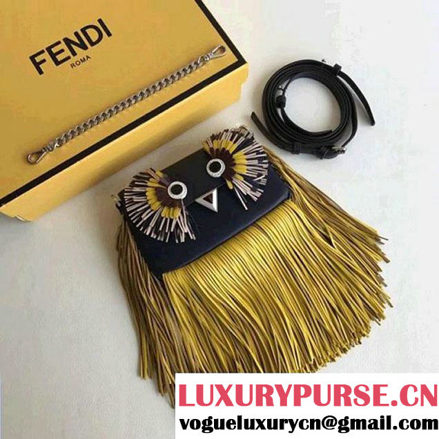 Fendi Fringed Micro Baguette Bag With Decorated Eyes Yellow/Black F/W 2017 (CL-7010306 )