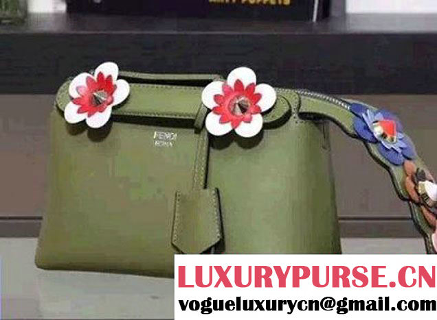 Fendi Soft Flowerland By The Way Mini Boston Bag Green 2016