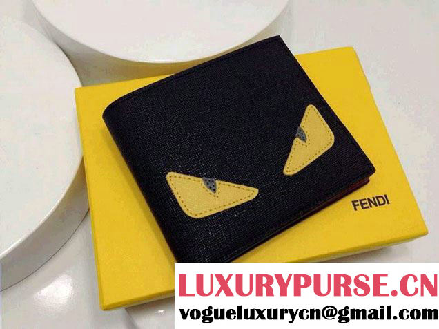 Fendi Bag Bug Monster Eyes Detail Bi-Fold Wallet Yellow