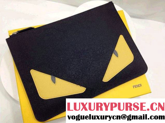 Fendi Bag Bug Monster Eyes Detail Clutch Yellow