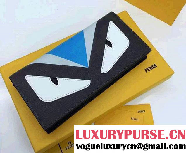 Fendi Bag Bug Monster Eyes Detail Wallet Black/Blue 2014