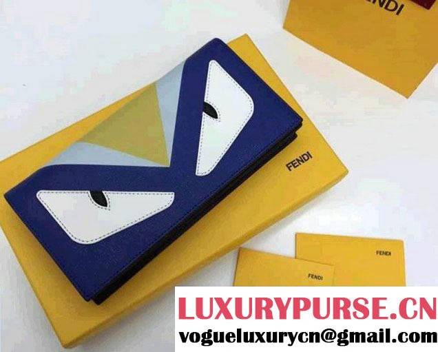 Fendi Bag Bug Monster Eyes Detail Wallet Blue/Yellow 2014