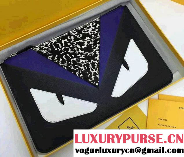 Fendi Bag Bug Monster Eyes Detail Clutch Black/Blue 2014