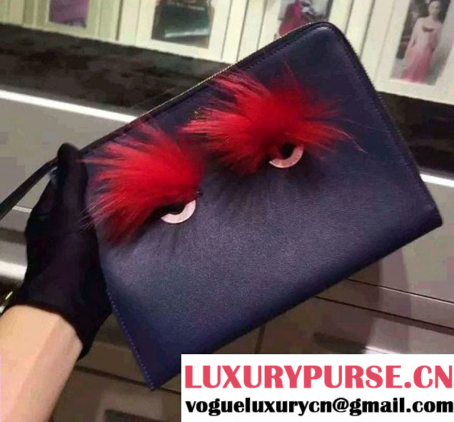 Fendi Bag Bugs Clutch Pouch Blue 2015