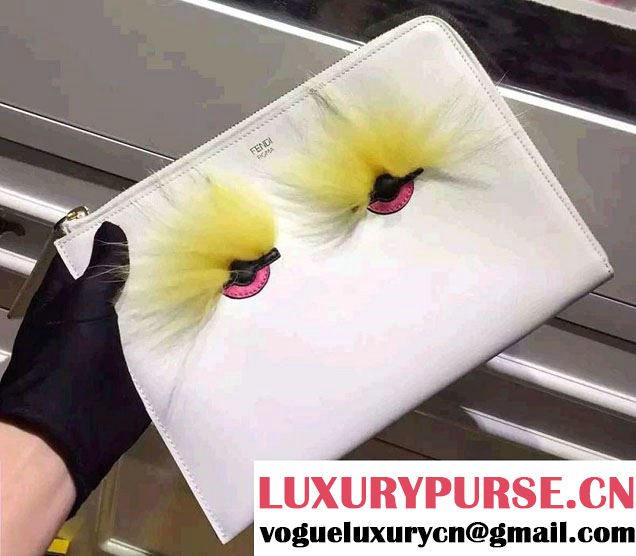 Fendi Bag Bugs Clutch Pouch White 2015