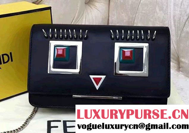 Fendi Multicolored Metal and Square Eyes Wallet On Chain Bag Black 2017