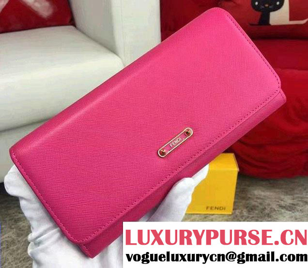 Fendi Enamel Logo Continental Crayons Wallet Fuchsia 2016