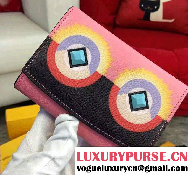 Fendi Multicolored Print And Plexiglass Studs Crayons Small Flap Wallet 2016