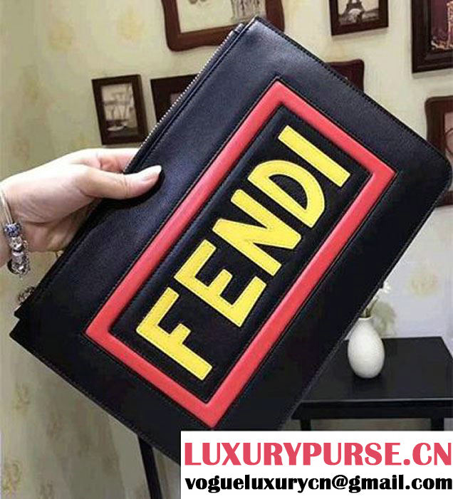 Fendi Monster Clutch Bag Black