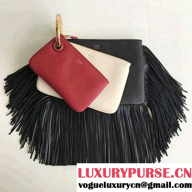 Fendi Fringed Leather Triplette Pouch Bag 2018 (CL-8010406 )