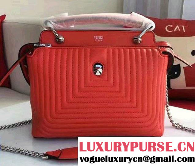 Fendi Quilted Leather Dotcom Click Small Bag Red 2016