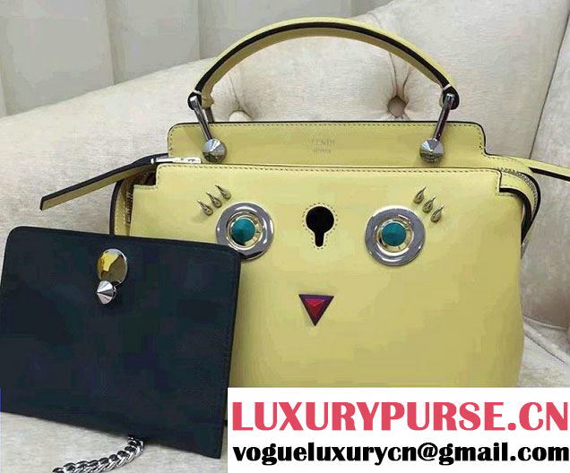 Fendi Multicolored Metal and Square Eyes Dotcom Click Small Bag Yellow 2017