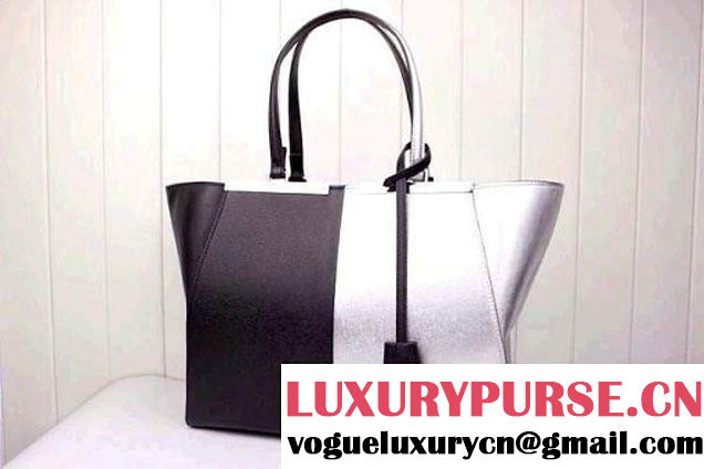 Fendi 3jours shopping bag black and silver saffiano tote 2014