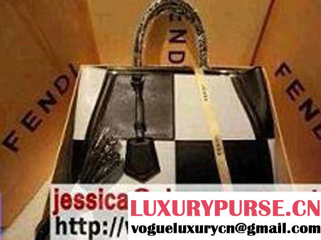 Fendi Black 2jours Medium Leather Bag Black/white