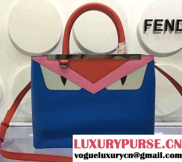 Fendi Monster 2Jours Tote Bag Blue 2016