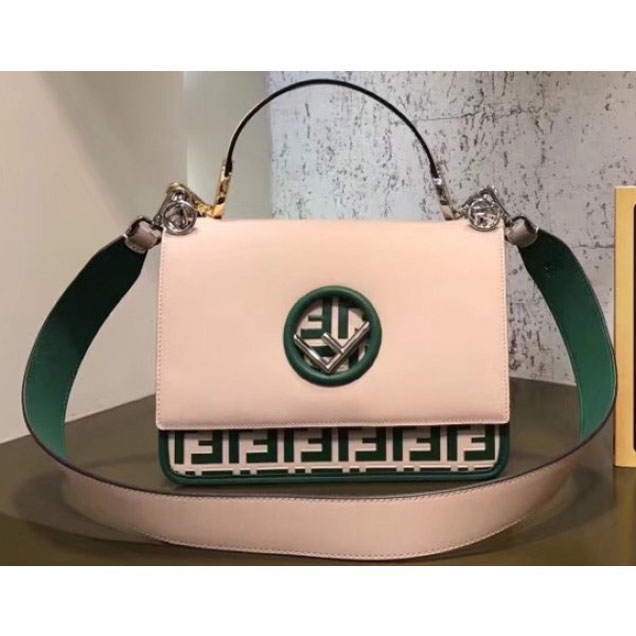 Fendi Kan I Medium F Logo Bag FF Beige/Green 2018