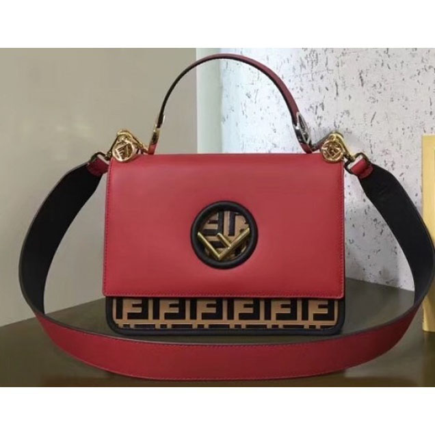 Fendi Kan I Medium F Logo Bag FF Red/Brown 2018