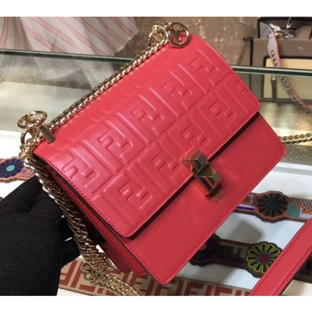 Fendi Mini Kan I Bag Raised Macro FF Motif Red 2018