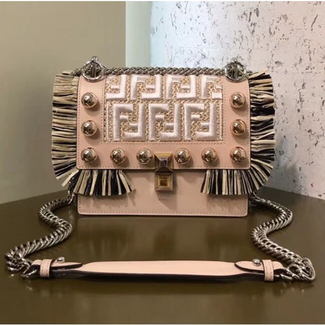 Fendi Kan I Small Raffia And Leather Mini Bag Pink 2018 Collection