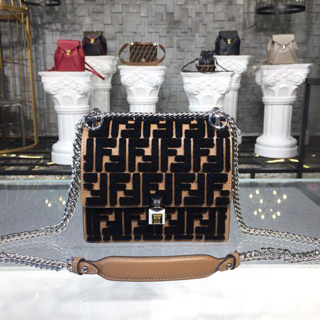 Fendi FF Reloaded Kan I Bag 20cm Calfskin Leather 2018 Capsule Collection Black Tan