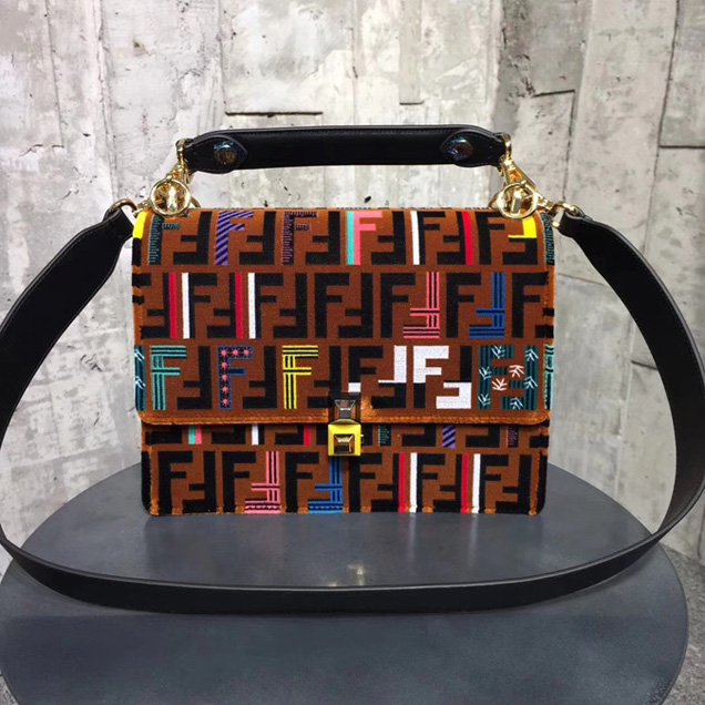 Fendi Kan I Medium Velvet Shoulder Bag