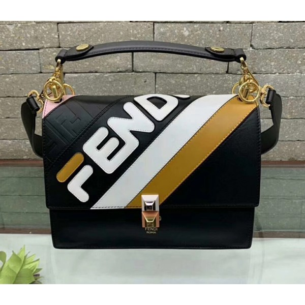 Fendi Kan I Mania Flap Top Handle Bag Black 2018