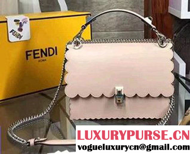 Fendi KAN I Crossbody Medium Bag Pink With Scalloped Edge 2017