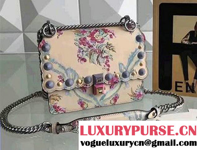 Fendi Kan I Cream Floral Print Pleaxiglass Stud Bag 2017