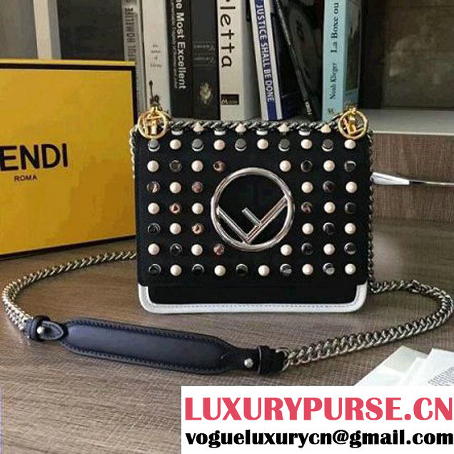 Fendi Studded Micro Kan I F Logo Small Bag Black 2017 (2A132-7101615 )