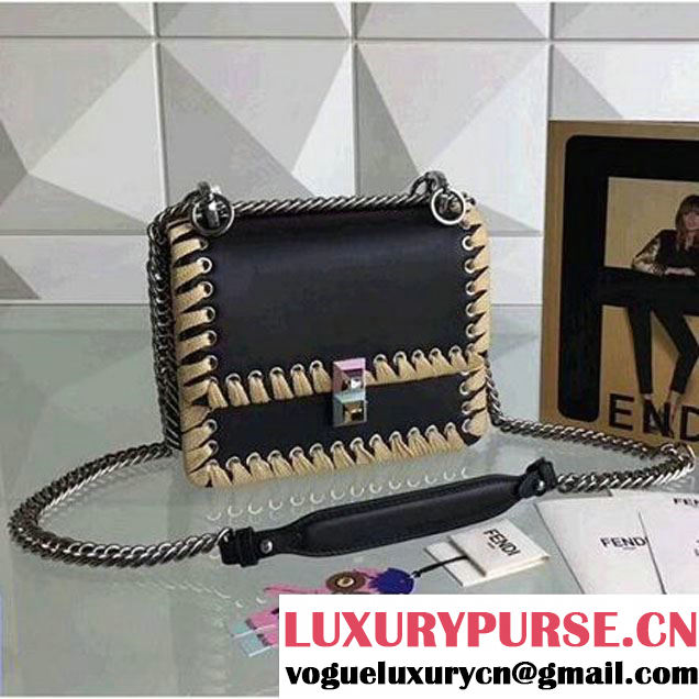 Fendi Calfskin Kan I Mini Bag With Fabric Weave Black 2017 (CL-7092854 )