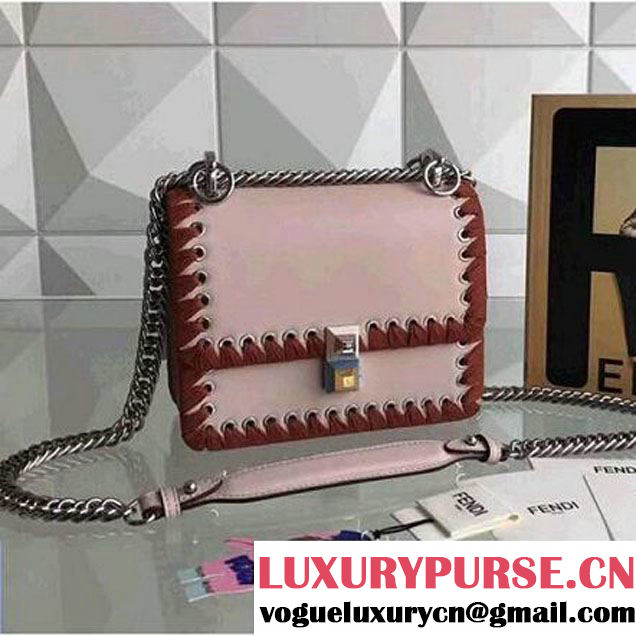 Fendi Calfskin Kan I Mini Bag With Fabric Weave Pink 2017 (CL-7092856 )