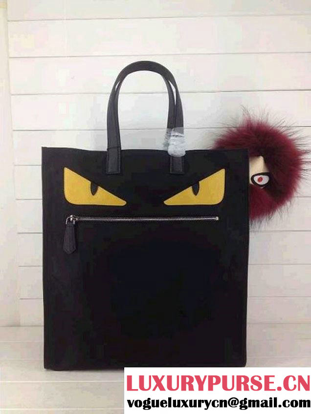 Fendi Eyes Monster Shopping Tote Bag Bugs Black 2014