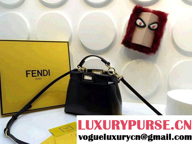 Fendi Peekaboo Micro Tote Bag Black Spring 2015