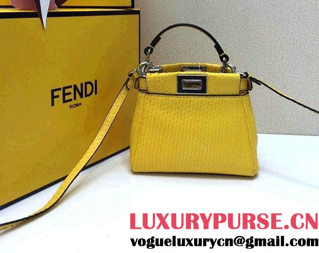 Fendi Python Peekaboo Micro Tote Bag Yellow Spring 2015