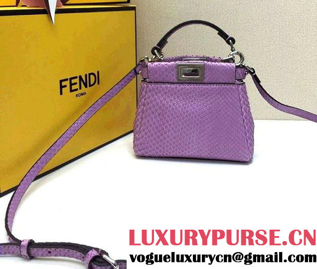 Fendi Python Peekaboo Micro Tote Bag Lavender Spring 2015