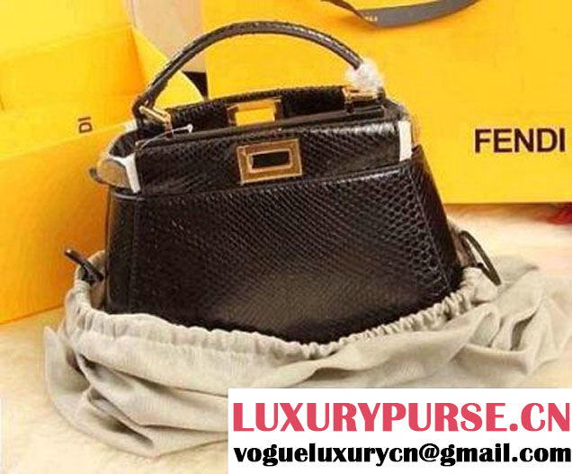 Fendi Python Mini Peekaboo Bag Black 2014