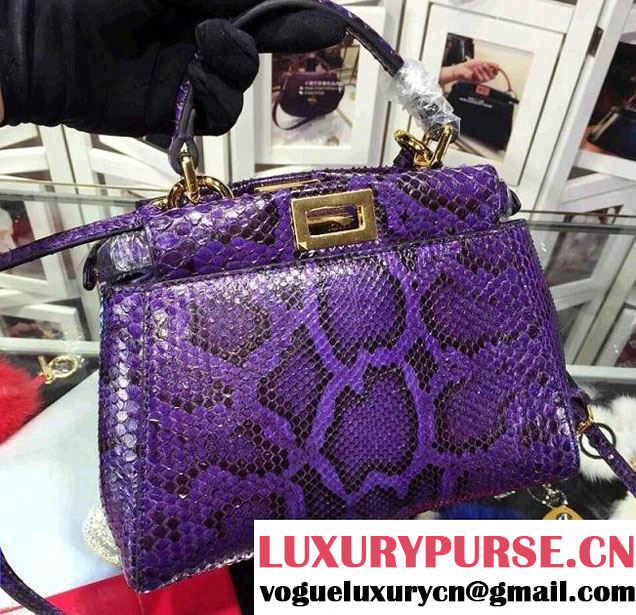 Fendi Python Mini Peekaboo Bag Purple 2014