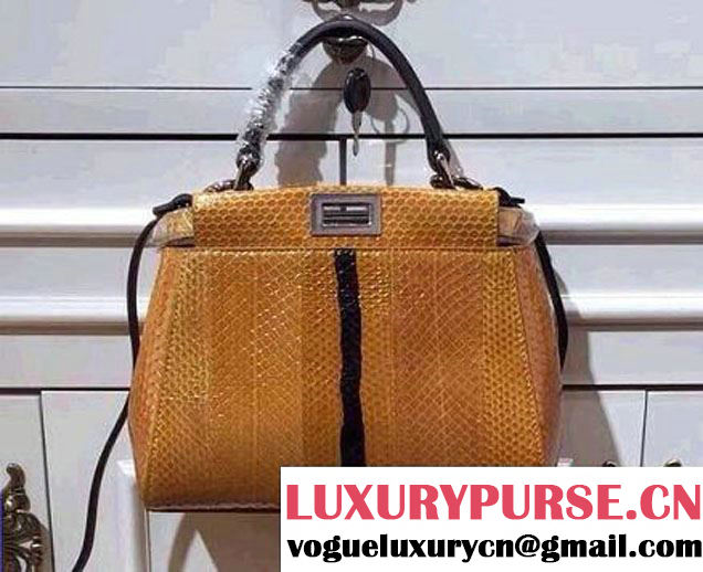 Fendi Python Mini Peekaboo Bag Yellow 2014